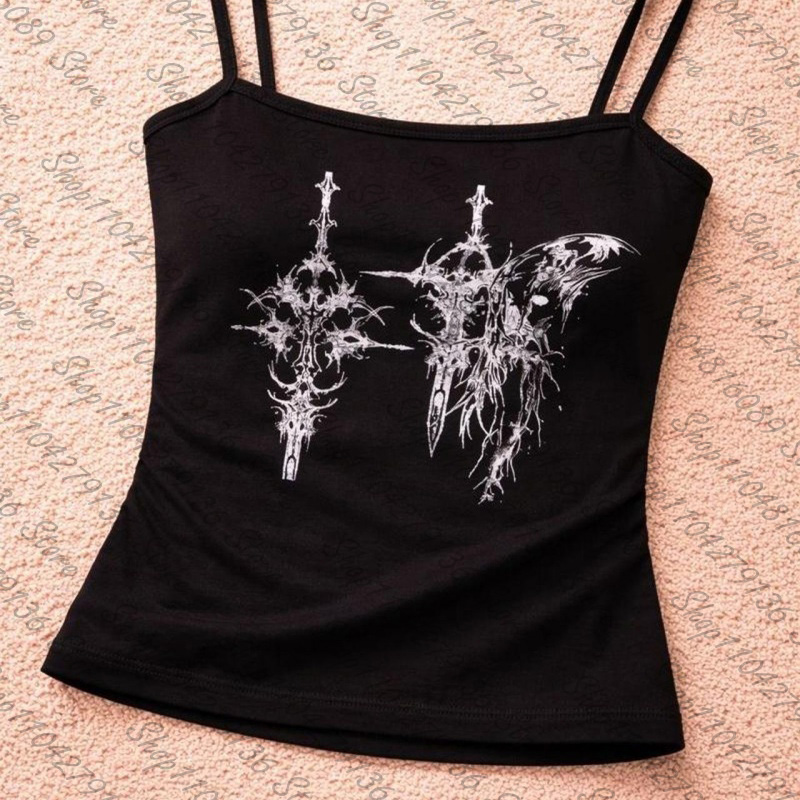 Y2K Graphic Baby Tee Crop - Gothic Women's Corset Tank Top Y2k