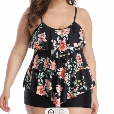 Tops - Tankini Woman Bikini Floral Print Plus