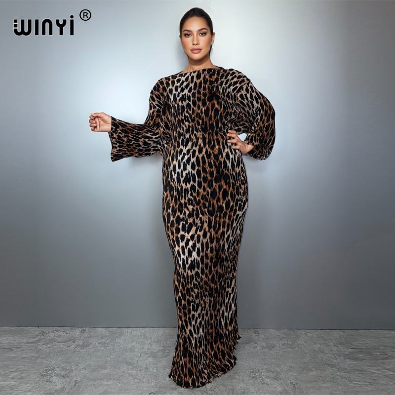 Boho Summer Beach Maxi Dress - WINYI summer Pleated Elastic loose dress