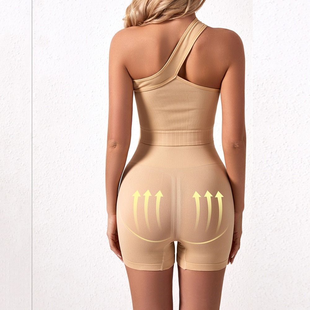 Seamless Ribbed Workout Tank Top - 2Pcs Casual Seamless Women Workout Sets