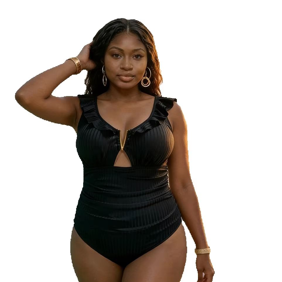 Swimwear - Plus-size Women's One-piece Swimsuit Ruffled solid