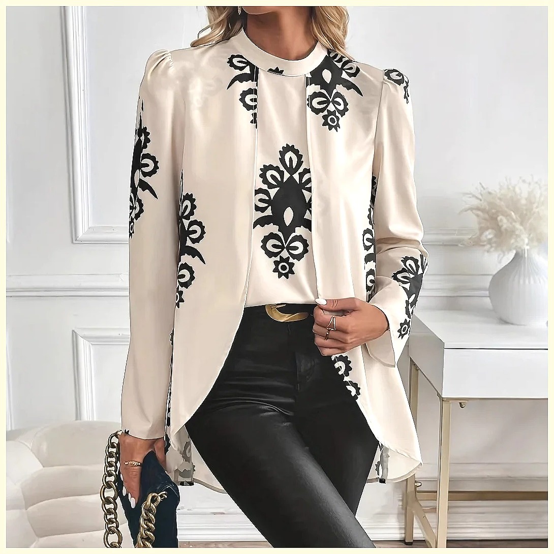 Blouses - 2026 Fashion Women's Long Sleeve Print