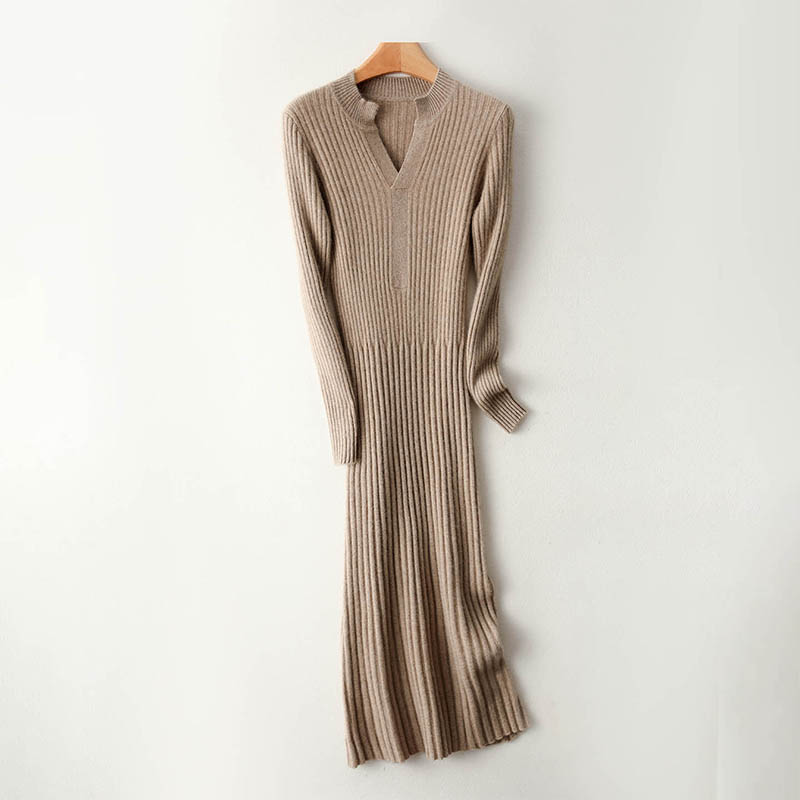 Bodycon Long Sleeve Ribbed Dress - Smart Minimalist Ribbed 2025 Women's Long