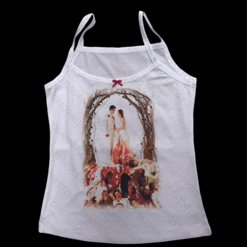 Y2K Graphic Baby Tee Crop - Anime Graphics Camisole Grunge Crop Tops