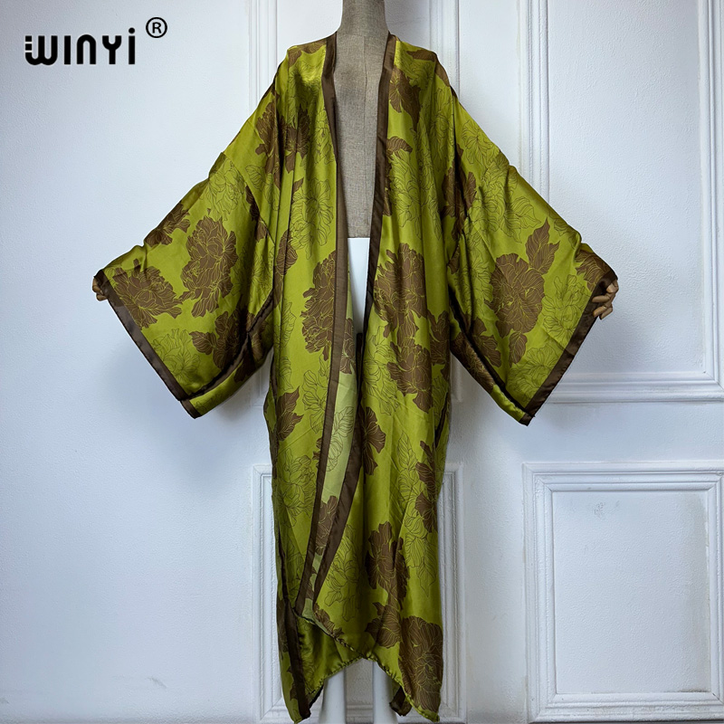 Boho Summer Beach Maxi Dress - WINYI Africa boho print Kimonos long