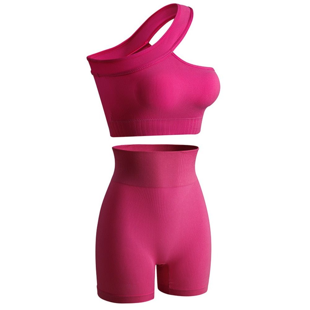 Seamless Ribbed Workout Tank Top - 2Pcs Casual Seamless Women Workout Sets