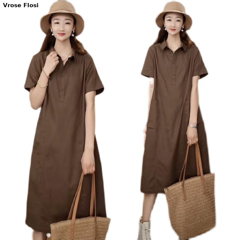 Casual Loose Linen Shirt Dress - Dress Women's Summer 2024 New Arrival