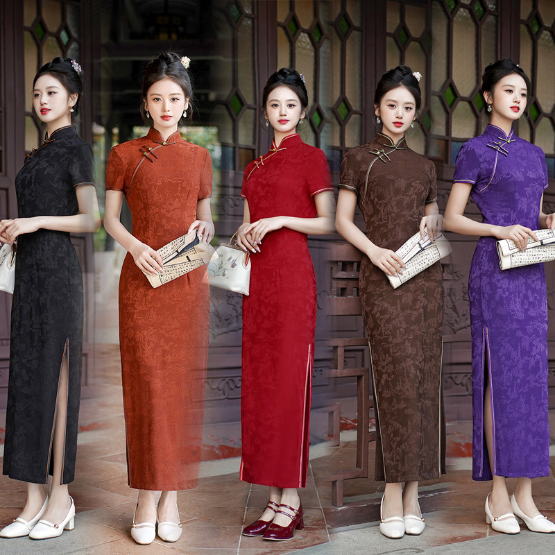 Dresses - New Cheongsam Long Dress Temperament Red