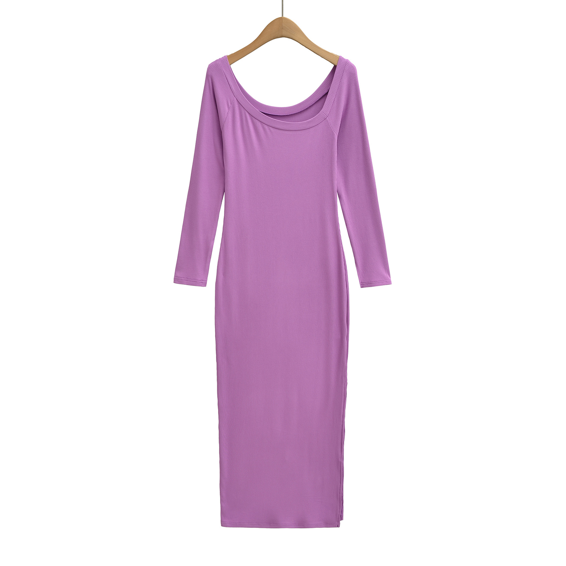 Ribbed Dress For Women Square  - Bodycon Long Sleeve Ribbed Dress ulasan dan harga