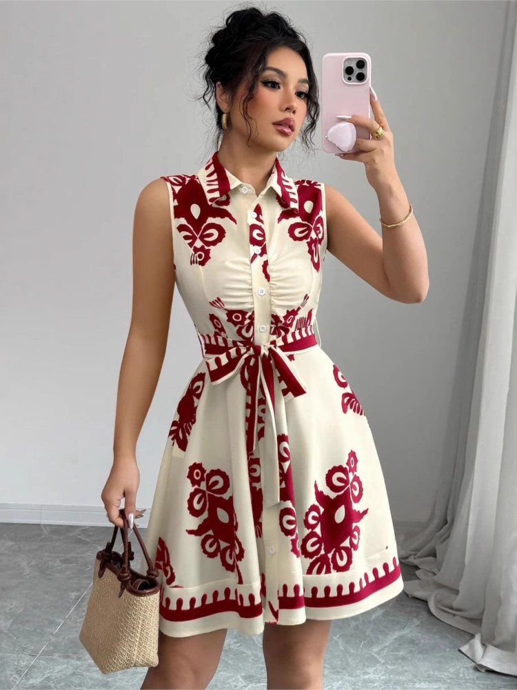 Summer New Fashion Casual Dres - French Vintage Floral Midi Dress ulasan dan harga