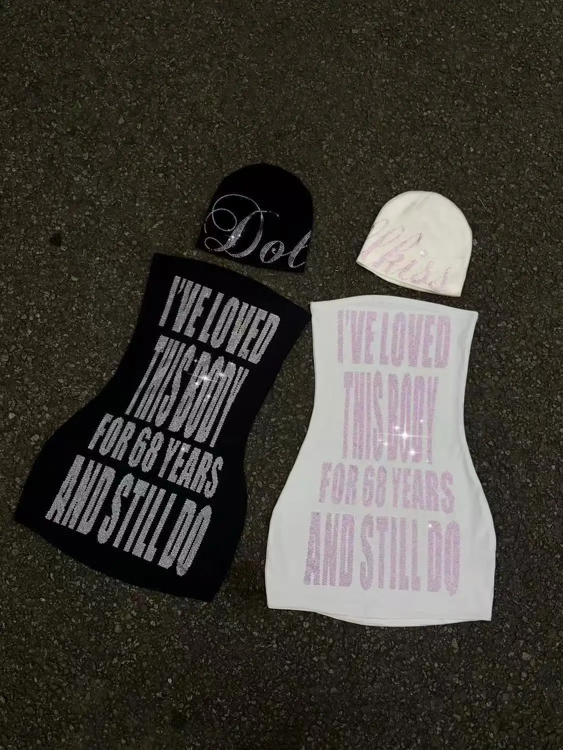 Sparkly Rhinestone Slogan Tube - Sparkly Rhinestone Club Party Dress ulasan dan harga
