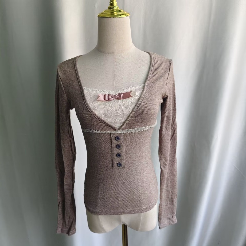 Ezgaga T Shirts Women Lace Pat - Blouses ulasan dan harga