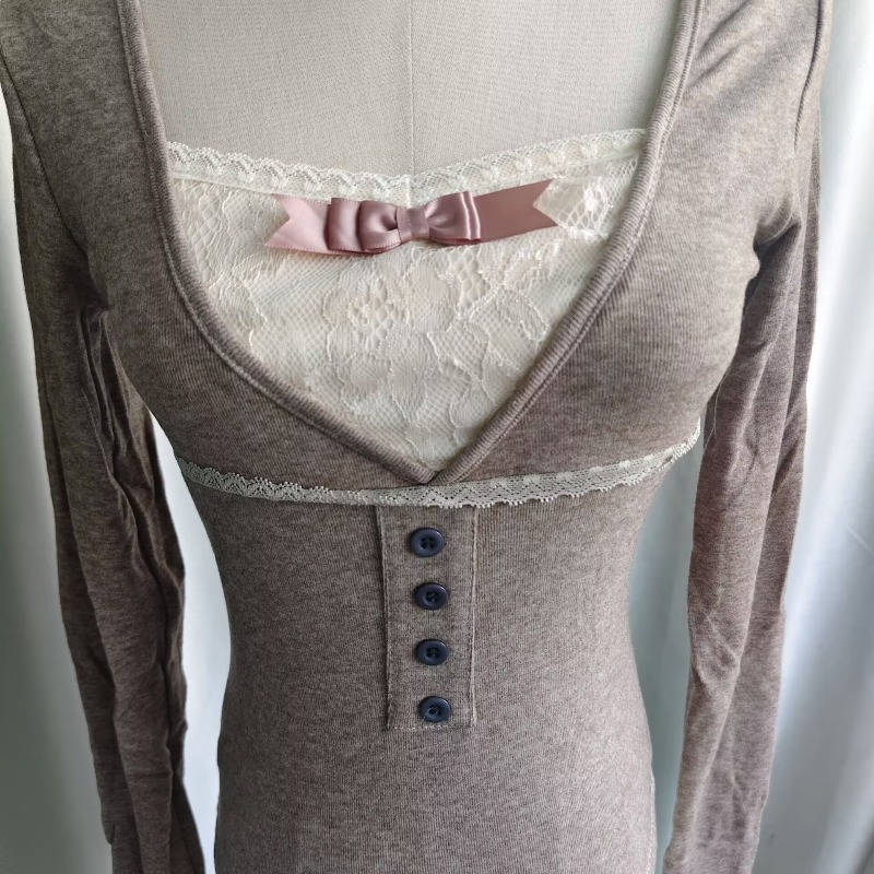 Ezgaga T Shirts Women Lace Pat - Blouses ulasan dan harga