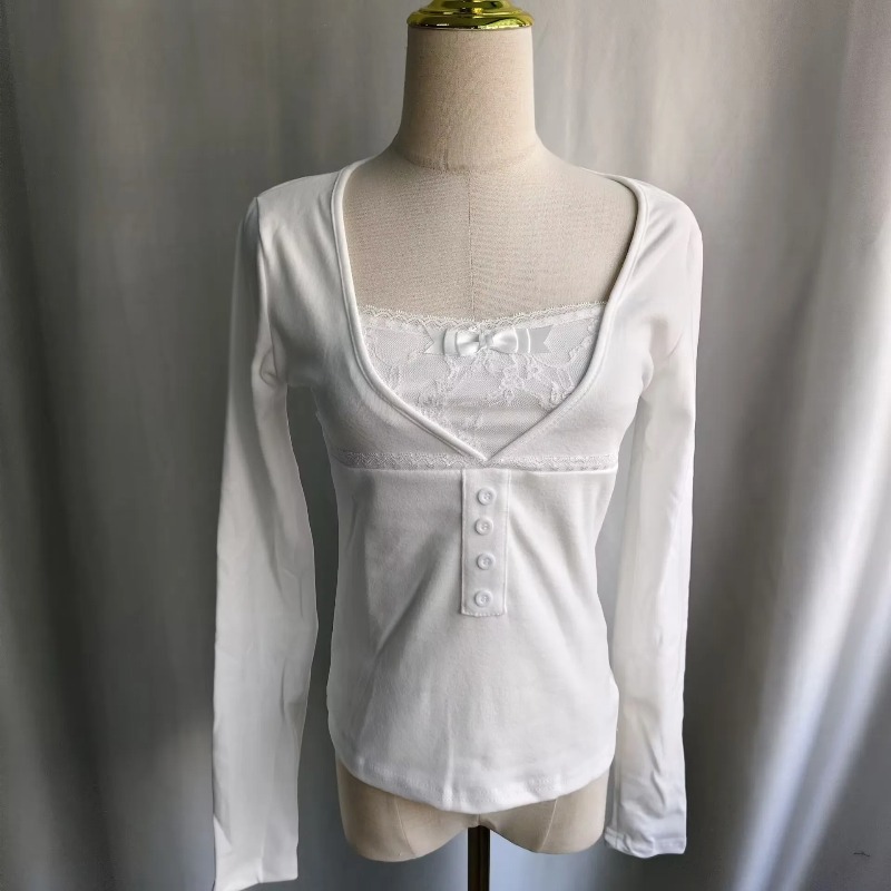 Ezgaga T Shirts Women Lace Pat - Blouses ulasan dan harga
