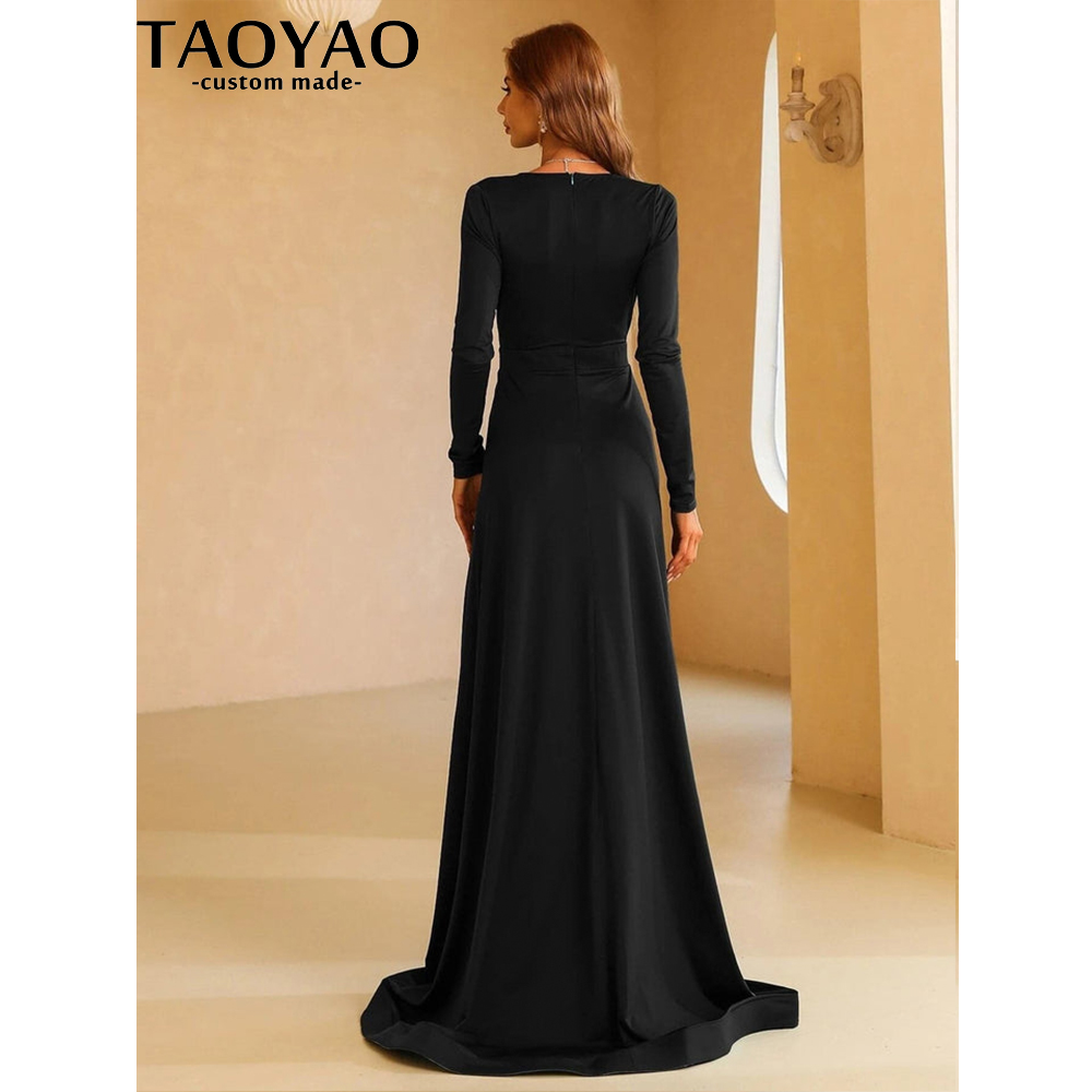 TaoYao Women Evening Dresses C - Elegant Satin Evening Gown Split ulasan dan harga