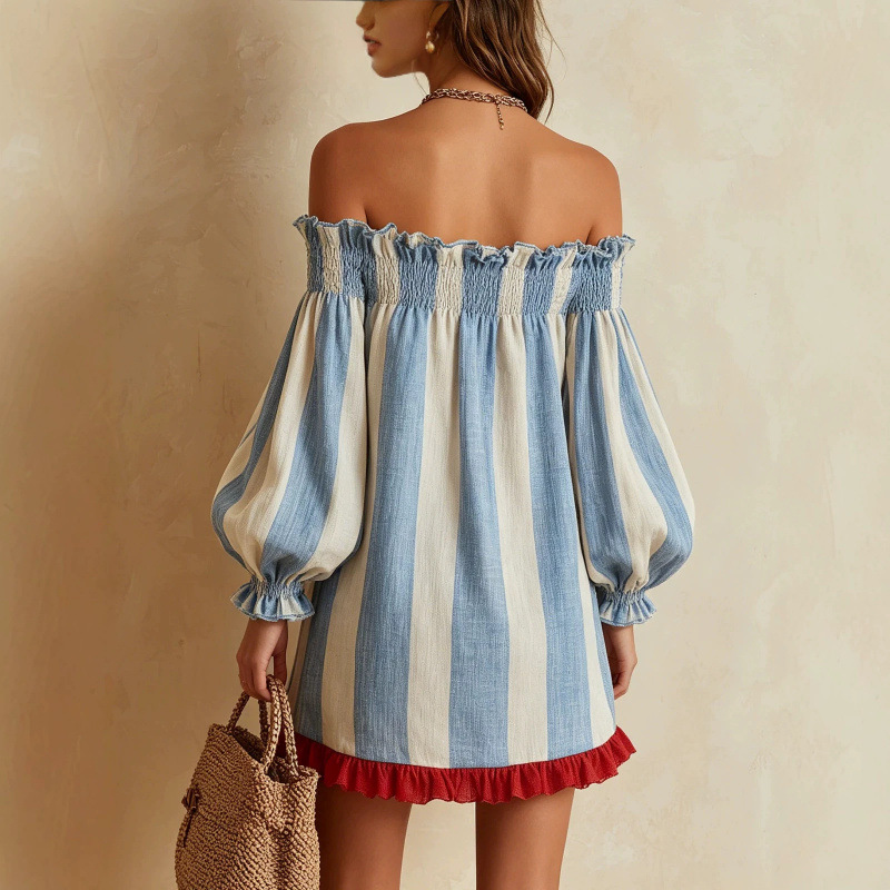 2026 Women Off‑the‑Shoulder Dr - Off Shoulder Puff Sleeve Sundress ulasan dan harga