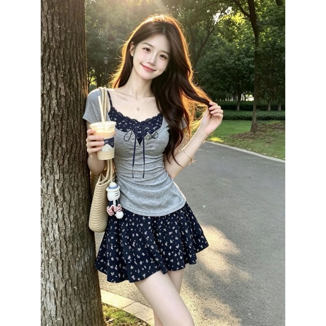Women's French Graceful Slim L - Korean Style A Line Shirt Dress ulasan dan harga