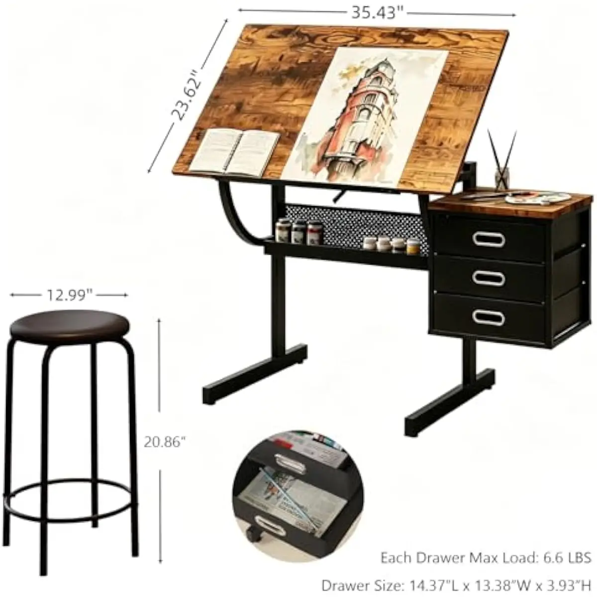 Drafting Desk with Adjustable  - Tops ulasan dan harga