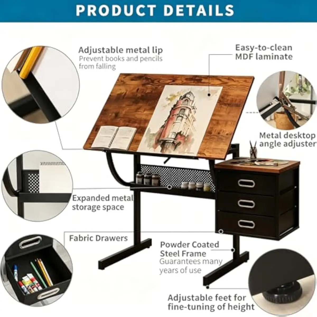 Drafting Desk with Adjustable  - Tops ulasan dan harga
