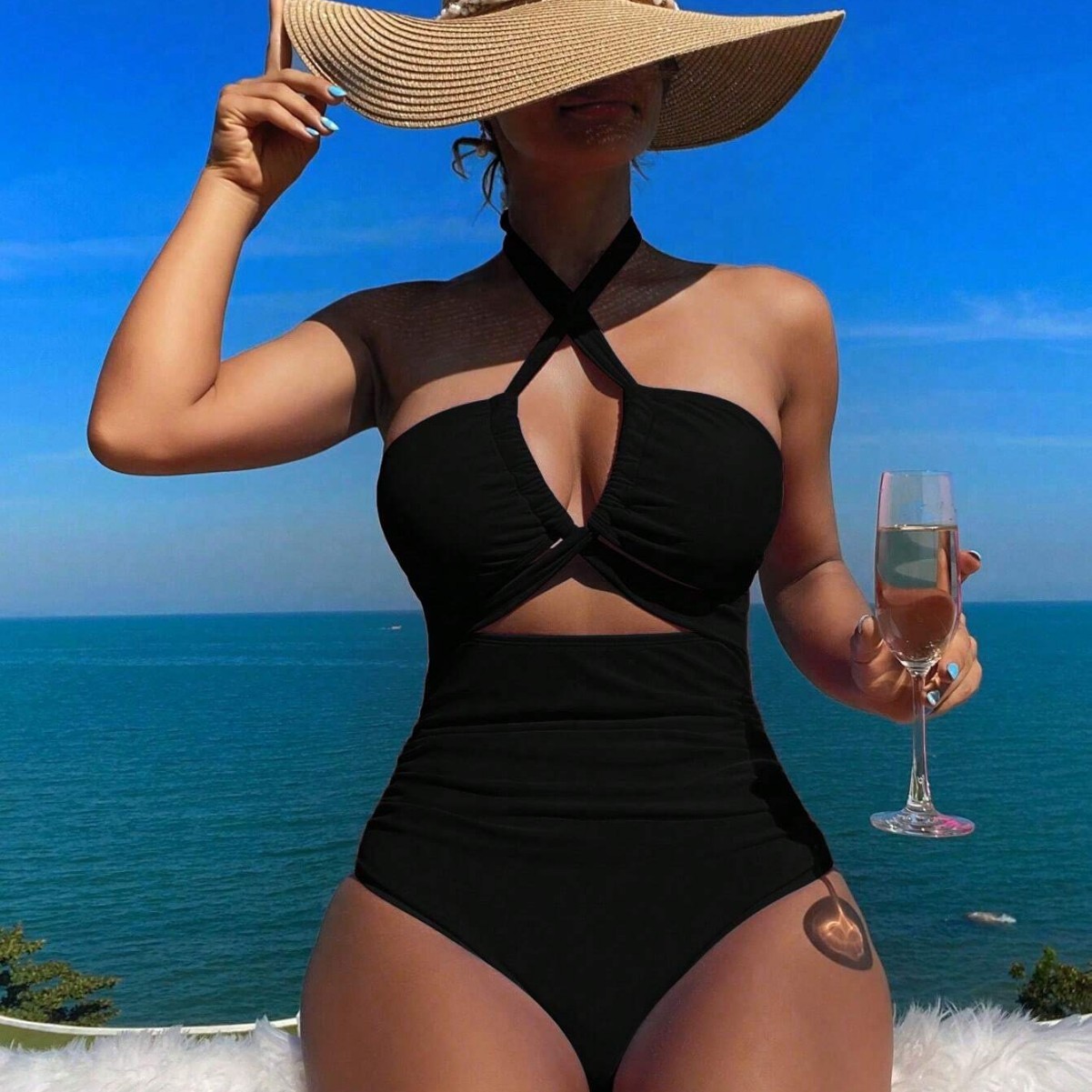 Women Swimsuit Halter Neck Sol - Swimwear ulasan dan harga