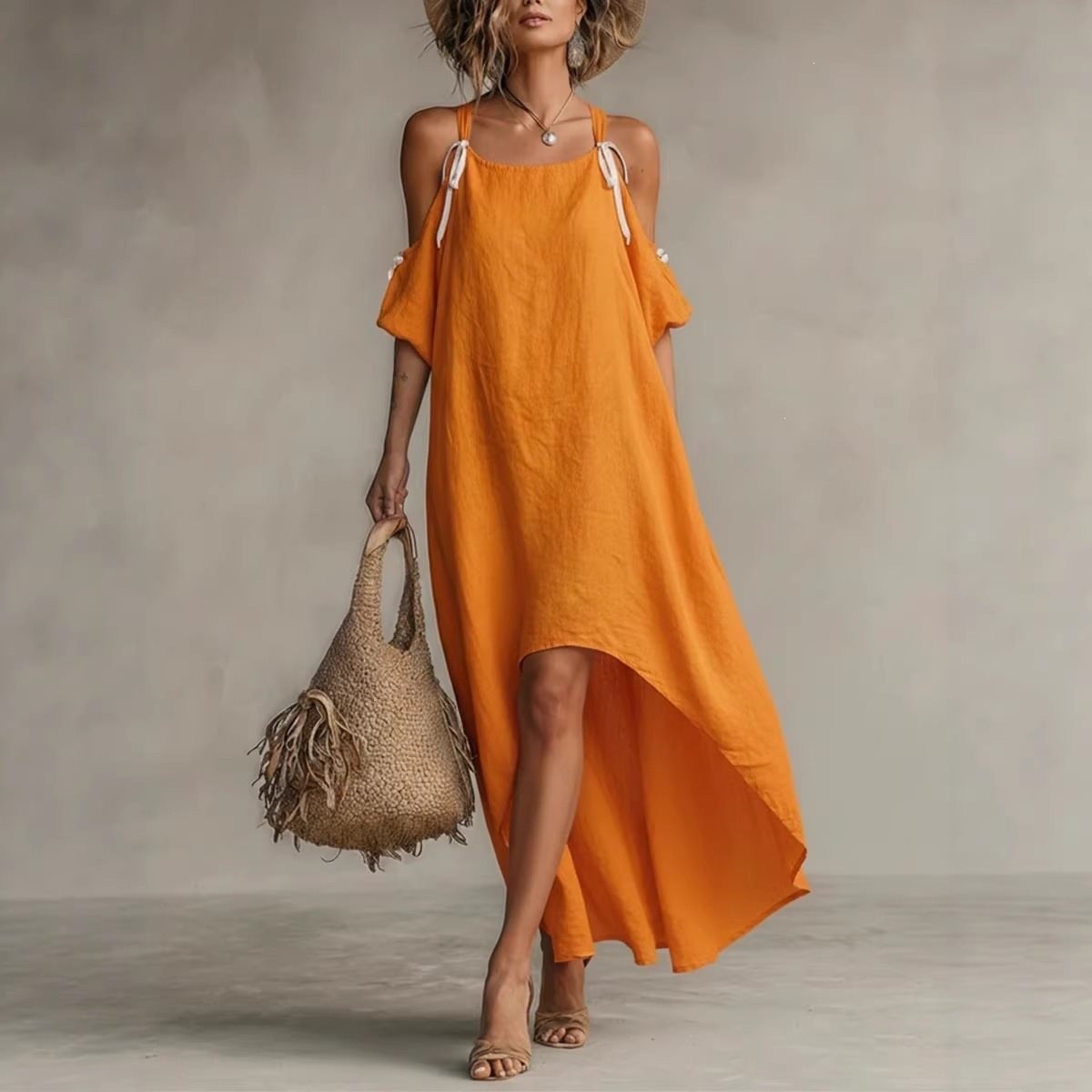 Summer Woman Dress Puff Sleeve - Off Shoulder Puff Sleeve Sundress ulasan dan harga