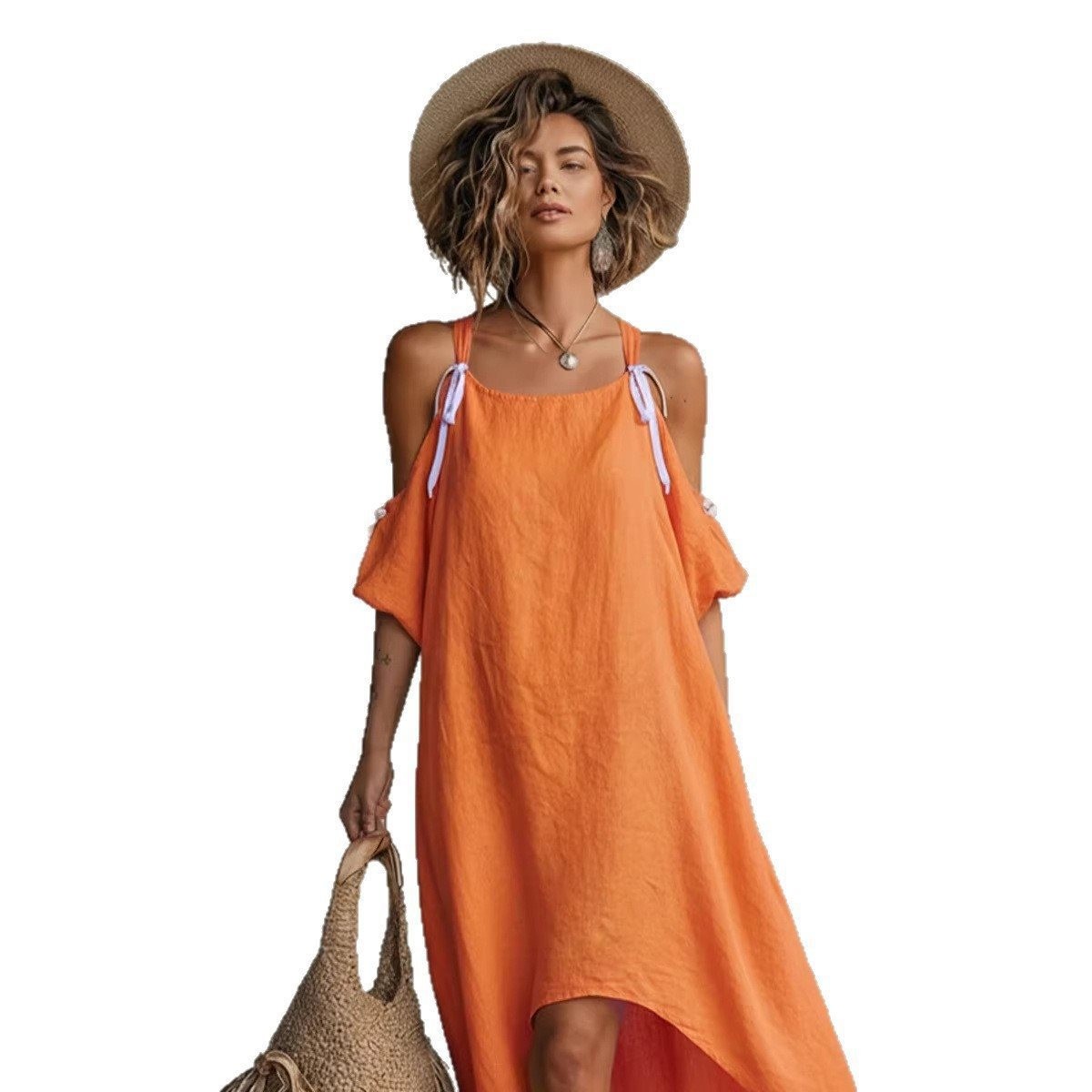 Summer Woman Dress Puff Sleeve - Off Shoulder Puff Sleeve Sundress ulasan dan harga