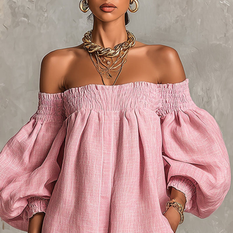 2026 Summer New Off Shoulder P - Off Shoulder Puff Sleeve Sundress ulasan dan harga