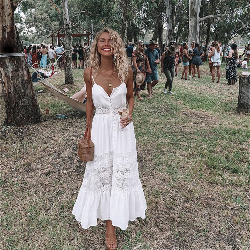 Womens Holiday Strappy Button  - French Vintage Floral Midi Dress ulasan dan harga