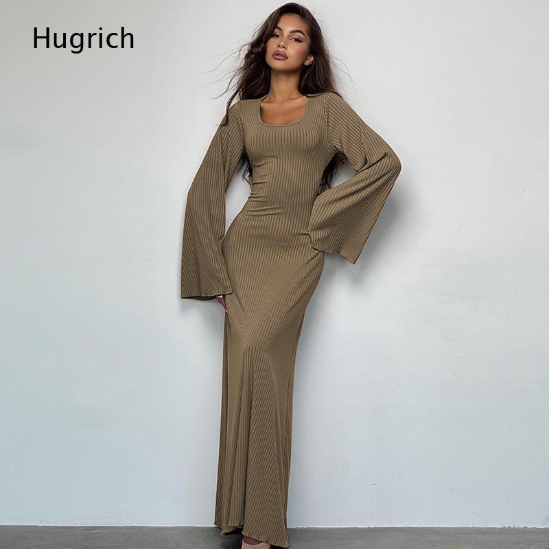 Women's Elegant Ribbed Knit Ma - Bodycon Long Sleeve Ribbed Dress ulasan dan harga
