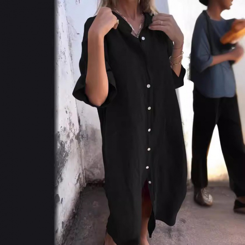 2026 Women's Old Money Shirt D - Casual Loose Linen Shirt Dress ulasan dan harga