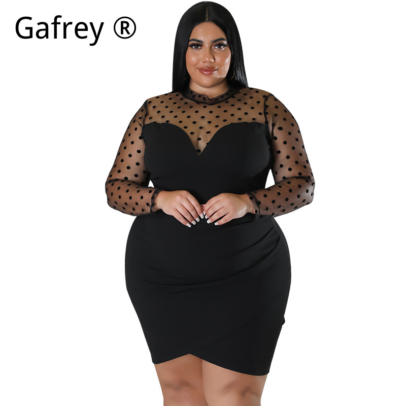 XXL 3XL 4XL 5XL Plus Size Wome - Sexy Mesh Sheer Bodycon Dress ulasan dan harga