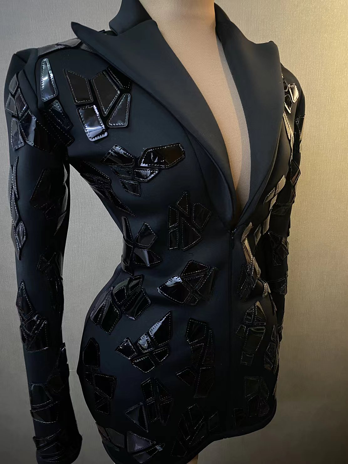 Luxury Women's Black Suit Dres - Sparkly Rhinestone Club Party Dress ulasan dan harga