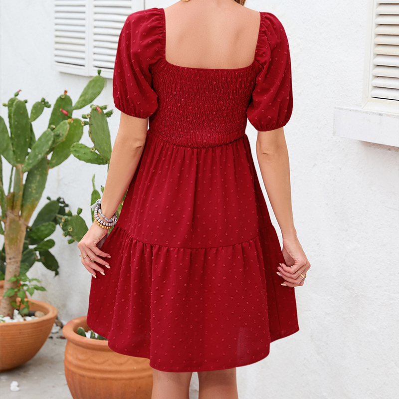 Elegant Women's Summer Short S - Off Shoulder Puff Sleeve Sundress ulasan dan harga