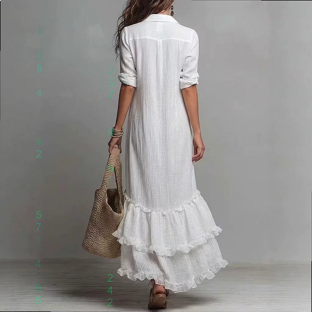 Cross back cotton linen dress  - Casual Loose Linen Shirt Dress ulasan dan harga