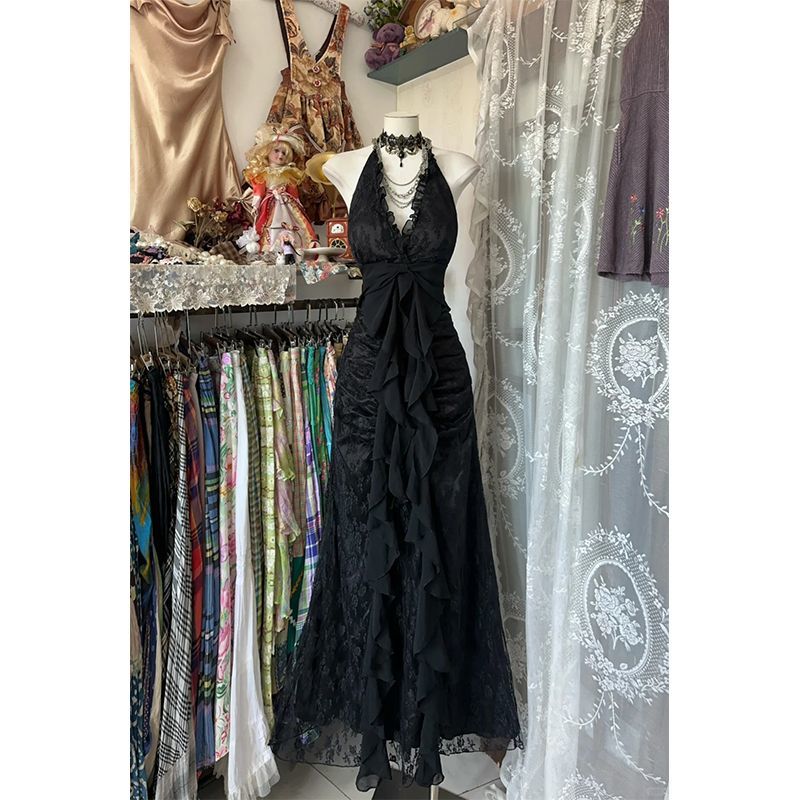 Y2k Vintage Halter Sleeveless  - Y2K Backless Halter Mini Dress ulasan dan harga