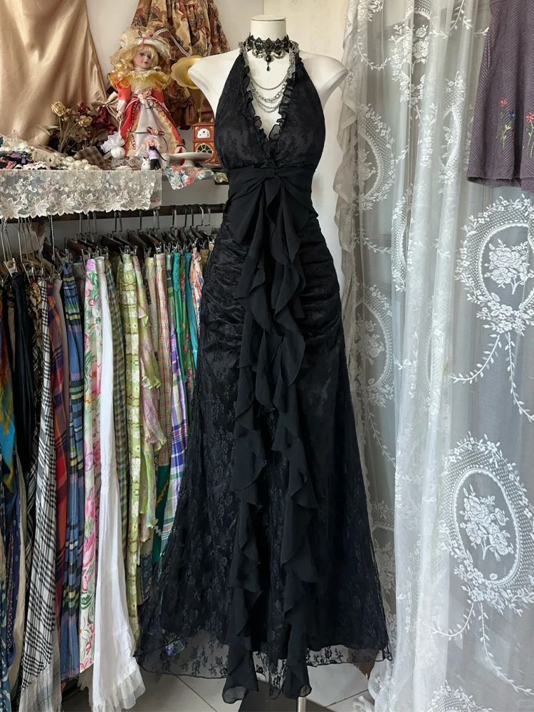 Y2k Vintage Halter Sleeveless  - Y2K Backless Halter Mini Dress ulasan dan harga