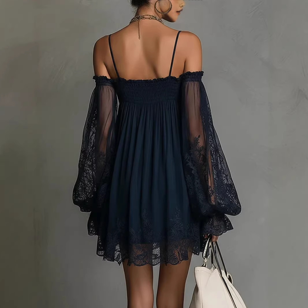 Off Shoulder Lace Mini Dress S - Off Shoulder Puff Sleeve Sundress ulasan dan harga