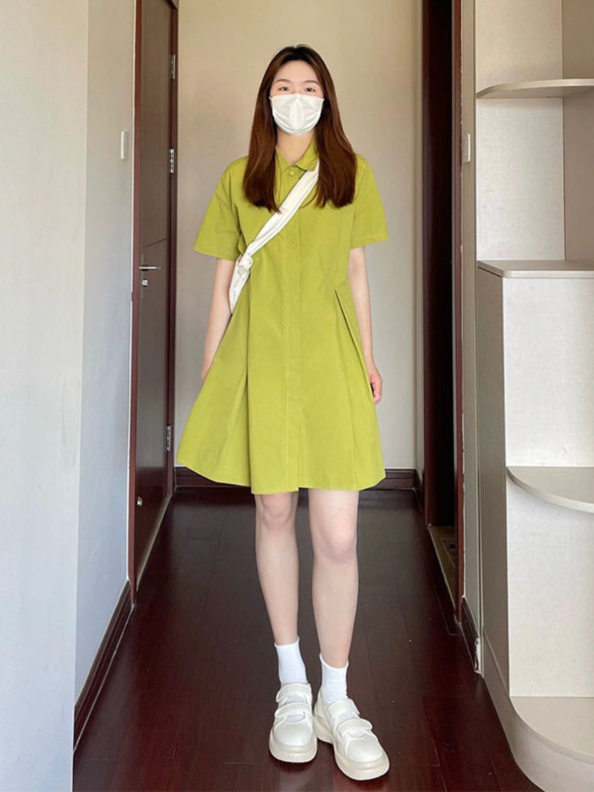plus Size  Collar Dress Women  - Korean Style A Line Shirt Dress ulasan dan harga