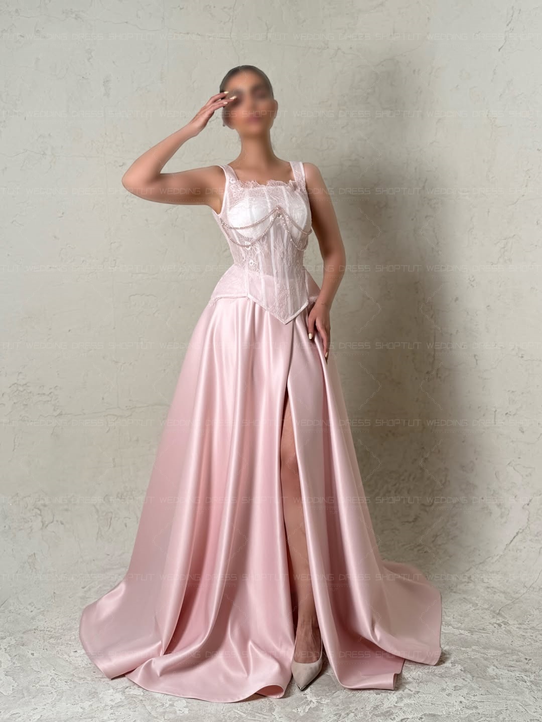 TLIT Elegant Baby Pink Silk Sa - Elegant Satin Evening Gown Split ulasan dan harga