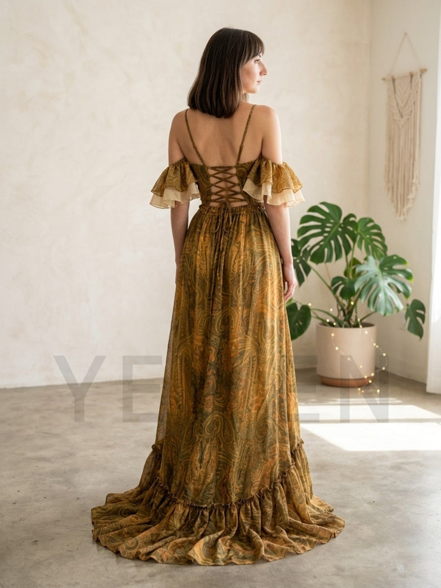 Boho Printed 2 Piece Maxi Dres - Boho Summer Beach Maxi Dress ulasan dan harga