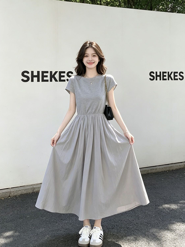 plus Size Women's Korean Style - Korean Style A Line Shirt Dress ulasan dan harga