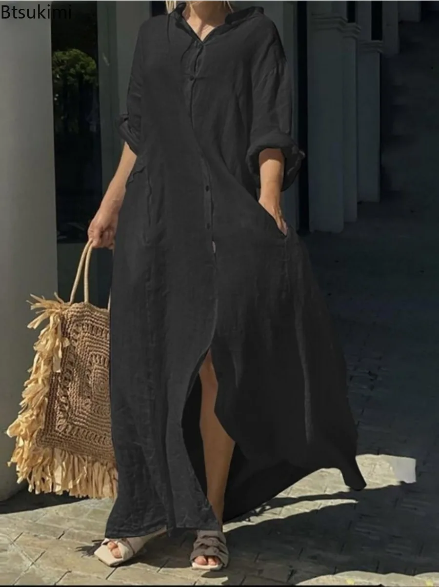 2026 Women's Casual Cotton Lin - Casual Loose Linen Shirt Dress ulasan dan harga