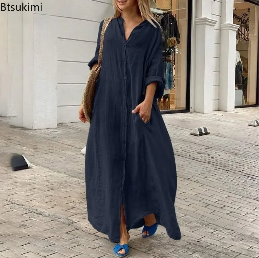 2026 Women's Casual Cotton Lin - Casual Loose Linen Shirt Dress ulasan dan harga