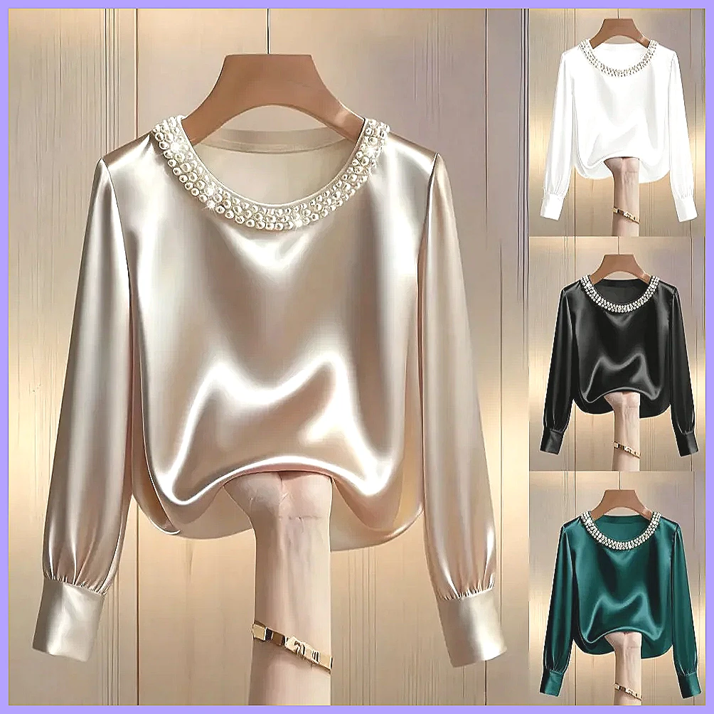 Elegant Beaded Satin Blouse fo - Blouses ulasan dan harga