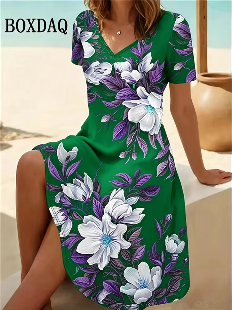 6XL Plus Size Women Dresses Su - Boho Summer Beach Maxi Dress ulasan dan harga