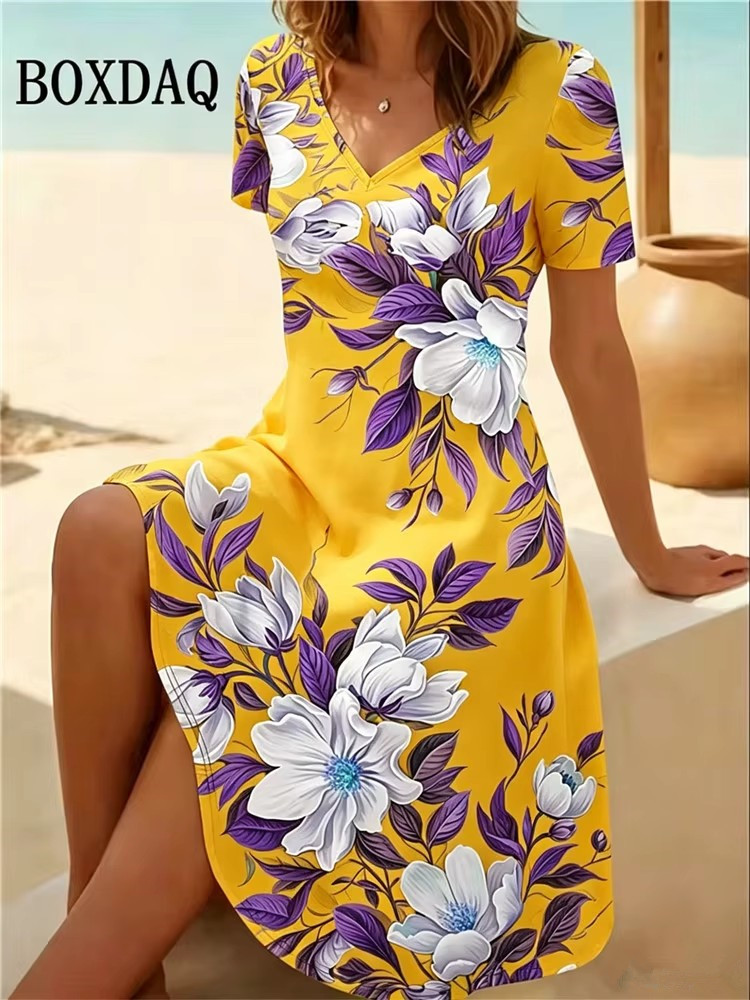 6XL Plus Size Women Dresses Su - Boho Summer Beach Maxi Dress ulasan dan harga