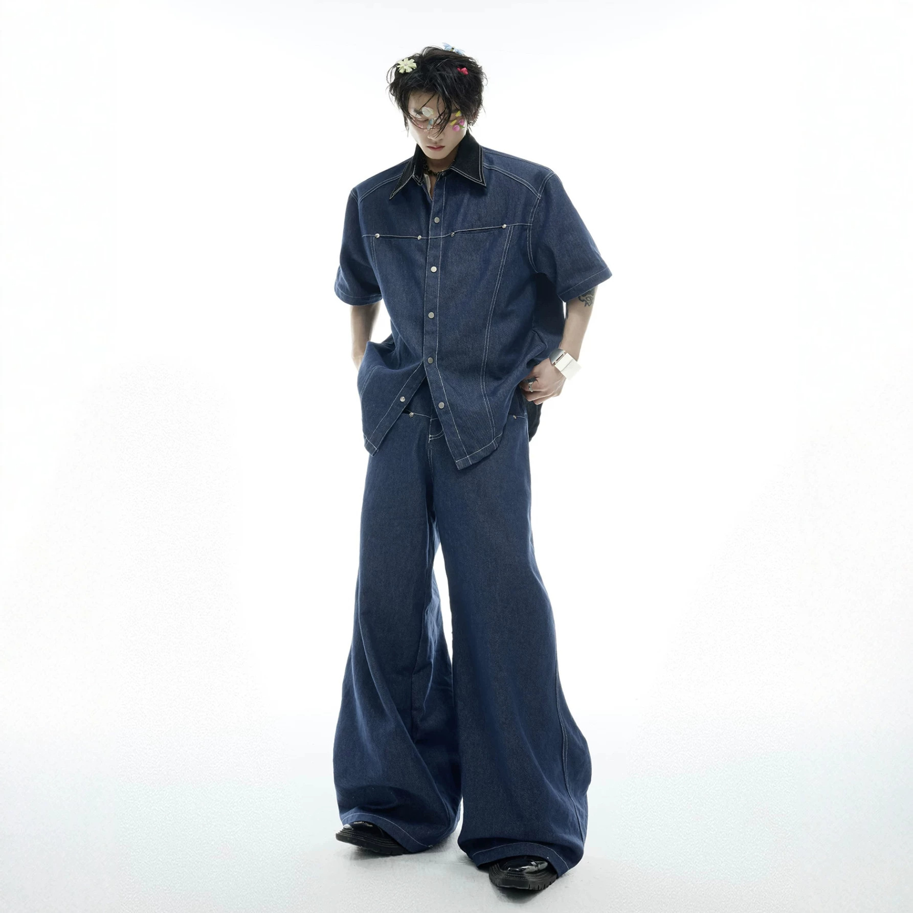 Summer Men's Denim Matching Se - Jeans ulasan dan harga