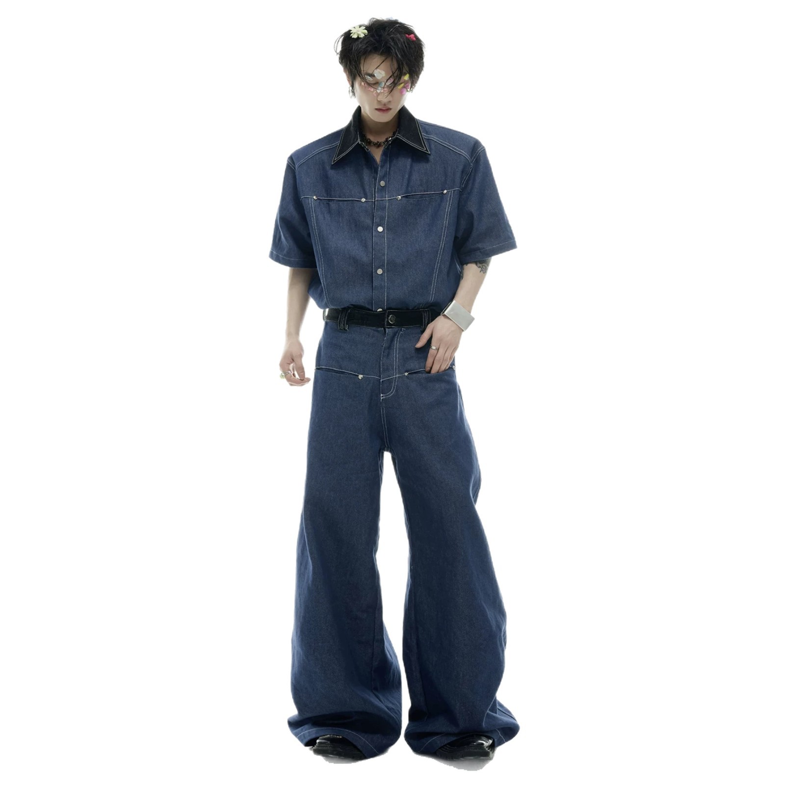 Summer Men's Denim Matching Se - Jeans ulasan dan harga