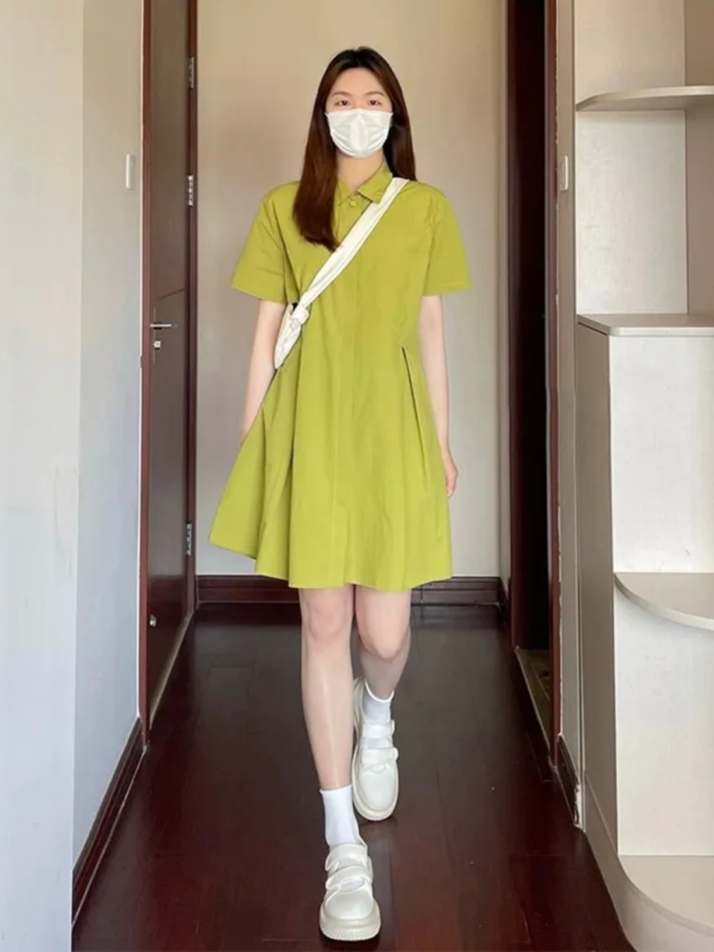 plus Size Women's  Neck Short  - Korean Style A Line Shirt Dress ulasan dan harga