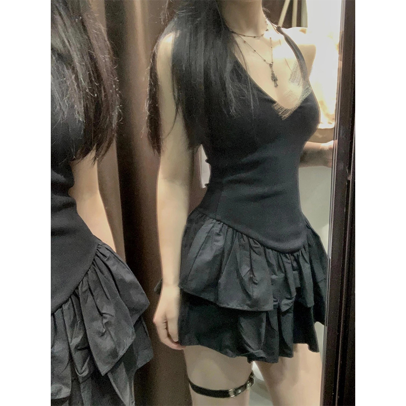 MEXZT Y2K Black Mini Dress Wom - Y2K Backless Halter Mini Dress ulasan dan harga